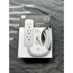 Jasco 15' Extension Cord w/ Flat Plug and 3 Grounded Outlets Indoor Use